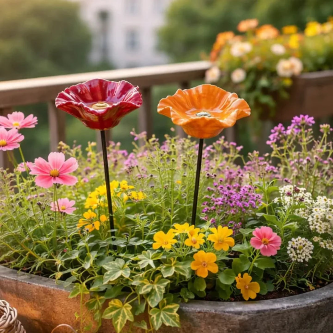 BlomDrik™ | Väderbeständiga keramiska vattenskålar för bin, 4-pack