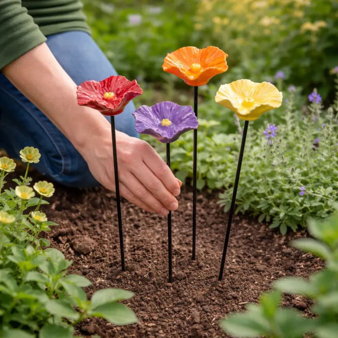BlomDrik™ | Väderbeständiga keramiska vattenskålar för bin, 4-pack