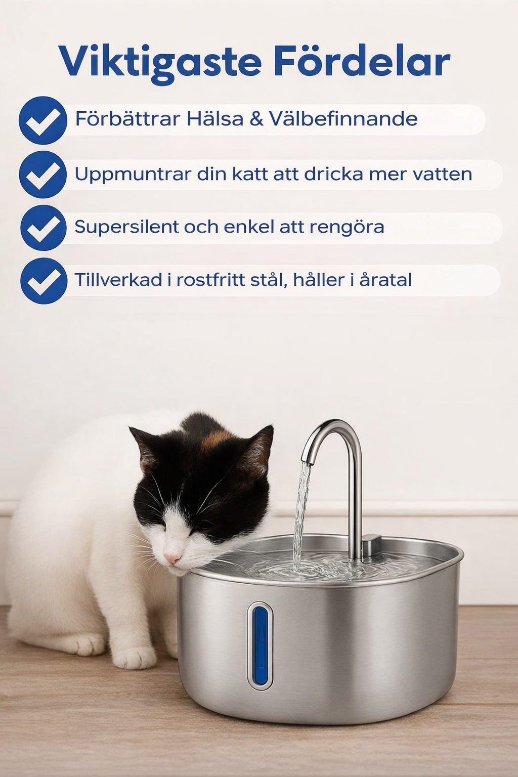 AquaPurr™ | Automatisk Vattenfontän för Katter – Främjar Bättre Hydrering