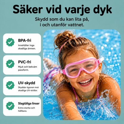 AquaSnap™ | Sätt på på några sekunder – bekväm simmask för barn