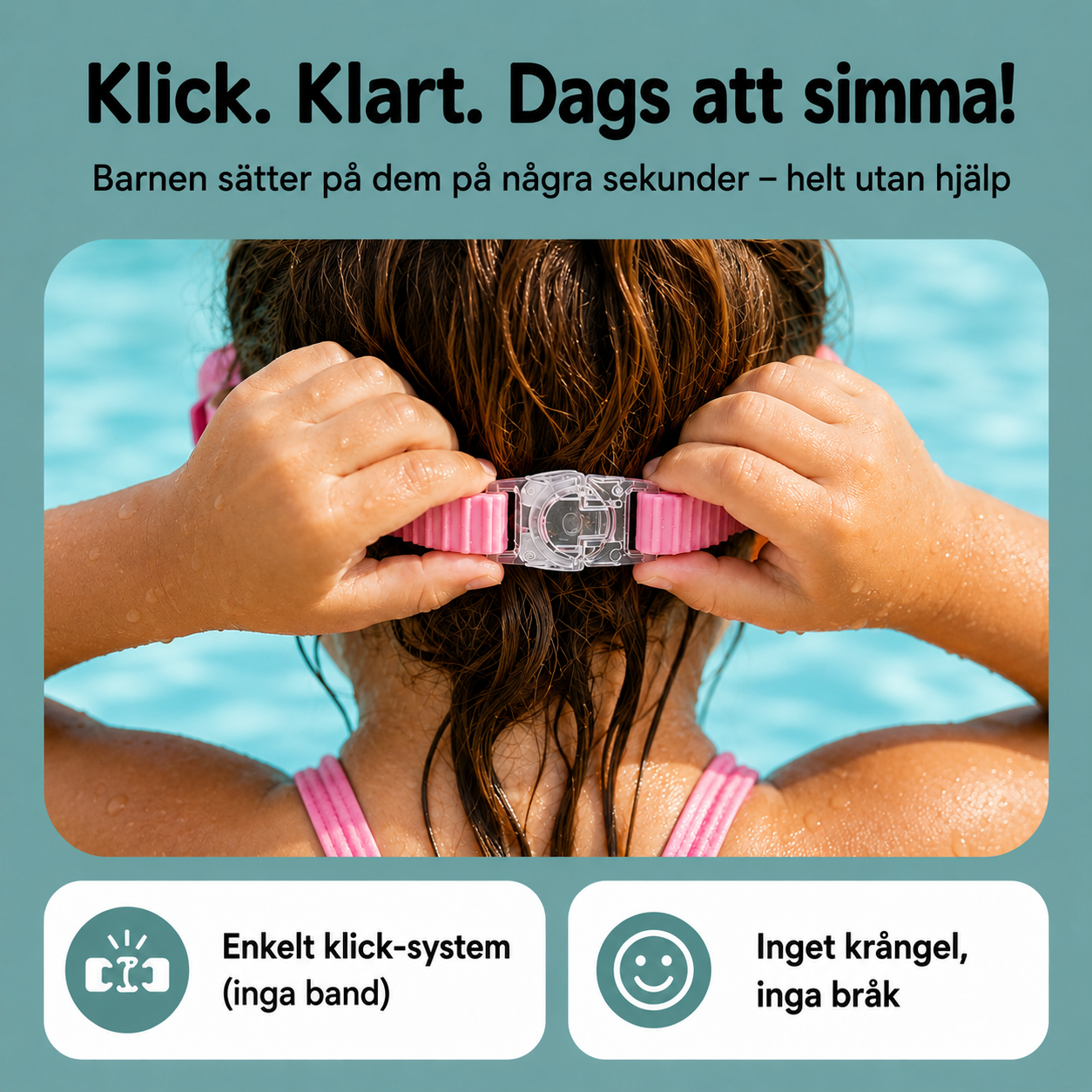 AquaSnap™ | Sätt på på några sekunder – bekväm simmask för barn