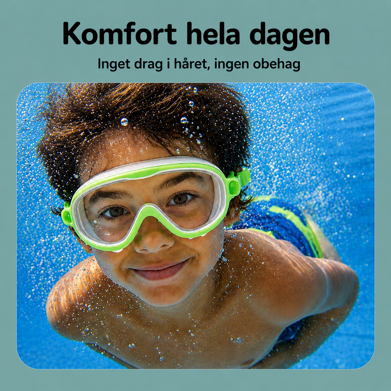 AquaSnap™ | Sätt på på några sekunder – bekväm simmask för barn