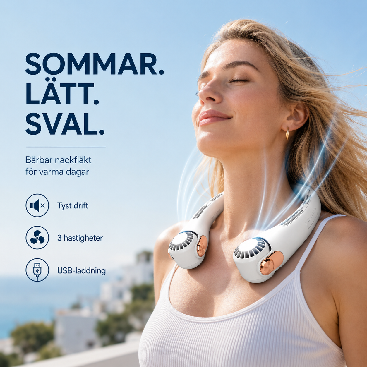 Aervia™ | Handsfree nackfläkt med 3 hastigheter