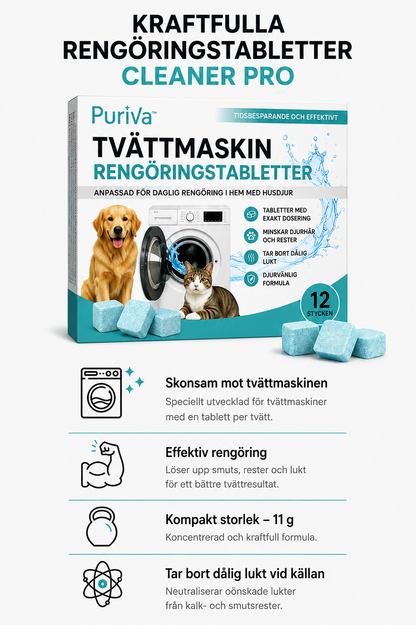 Puriva™ | Eliminera dålig lukt och dolda rester i tvättmaskinen