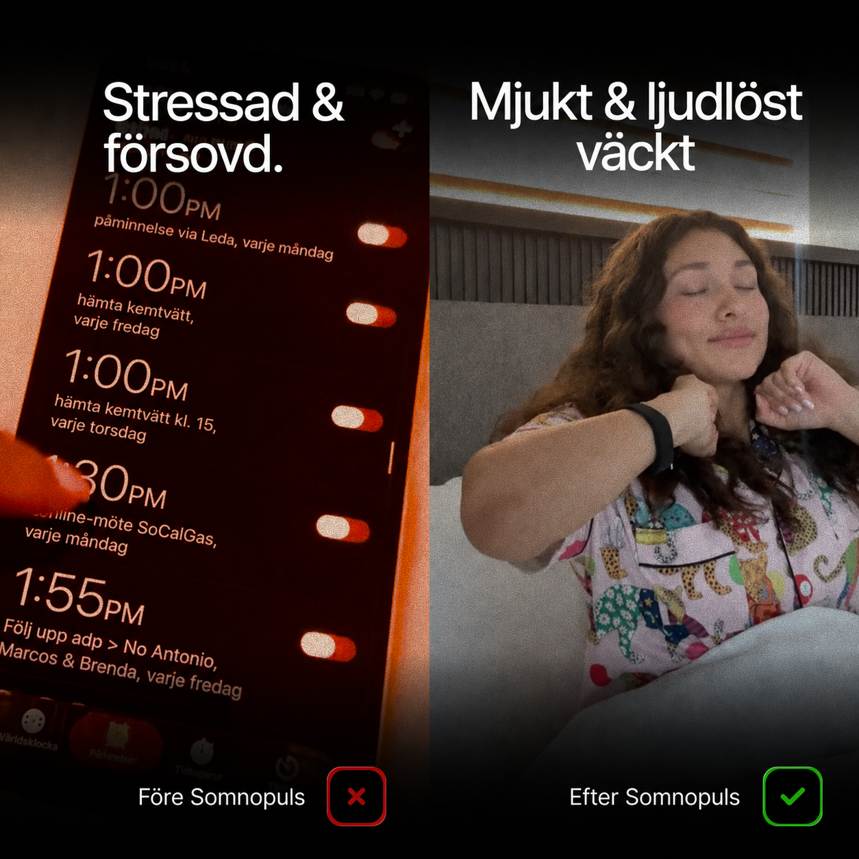 SomnoPuls™ | Vibrationsväckarklocka som väcker dig tyst – utan larm, utan stress