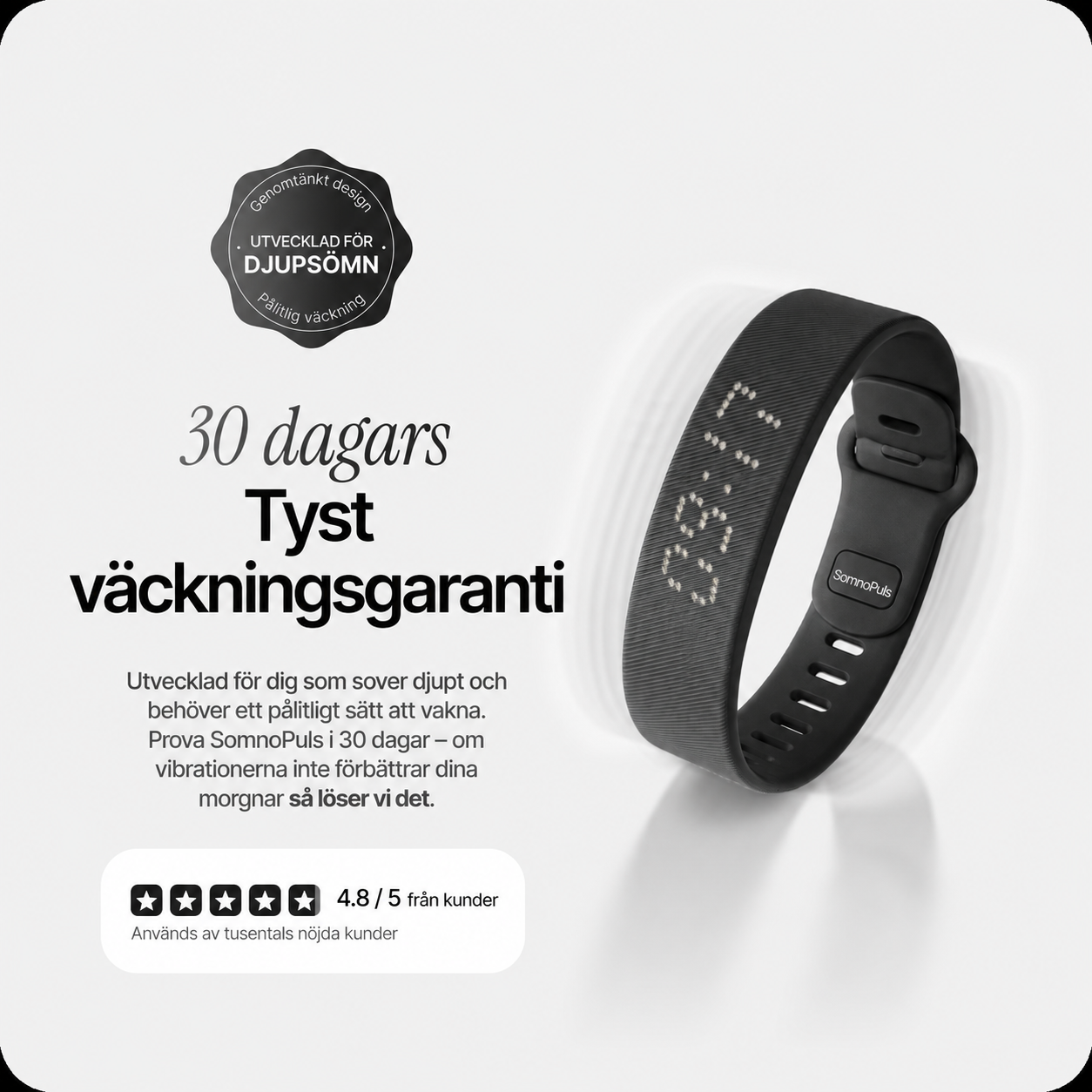 SomnoPuls™ | Vibrationsväckarklocka som väcker dig tyst – utan larm, utan stress