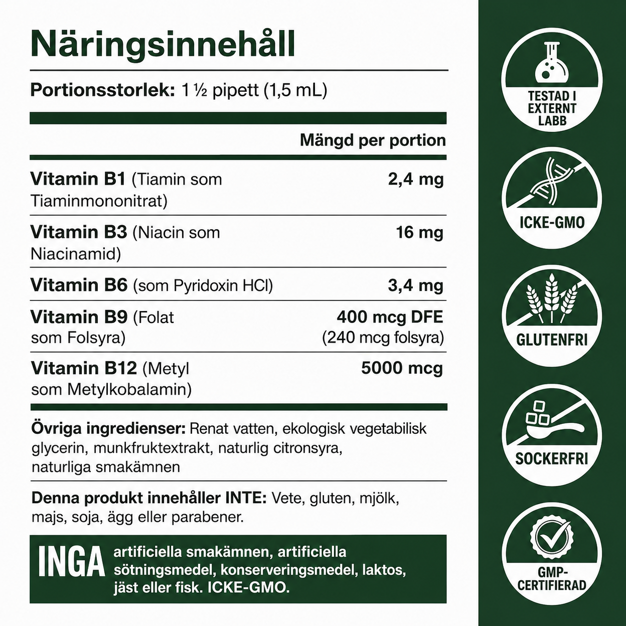 NervoViva™ | 5-i-1 Vitamin B-komplex i droppform – för nerver, energi & fokus