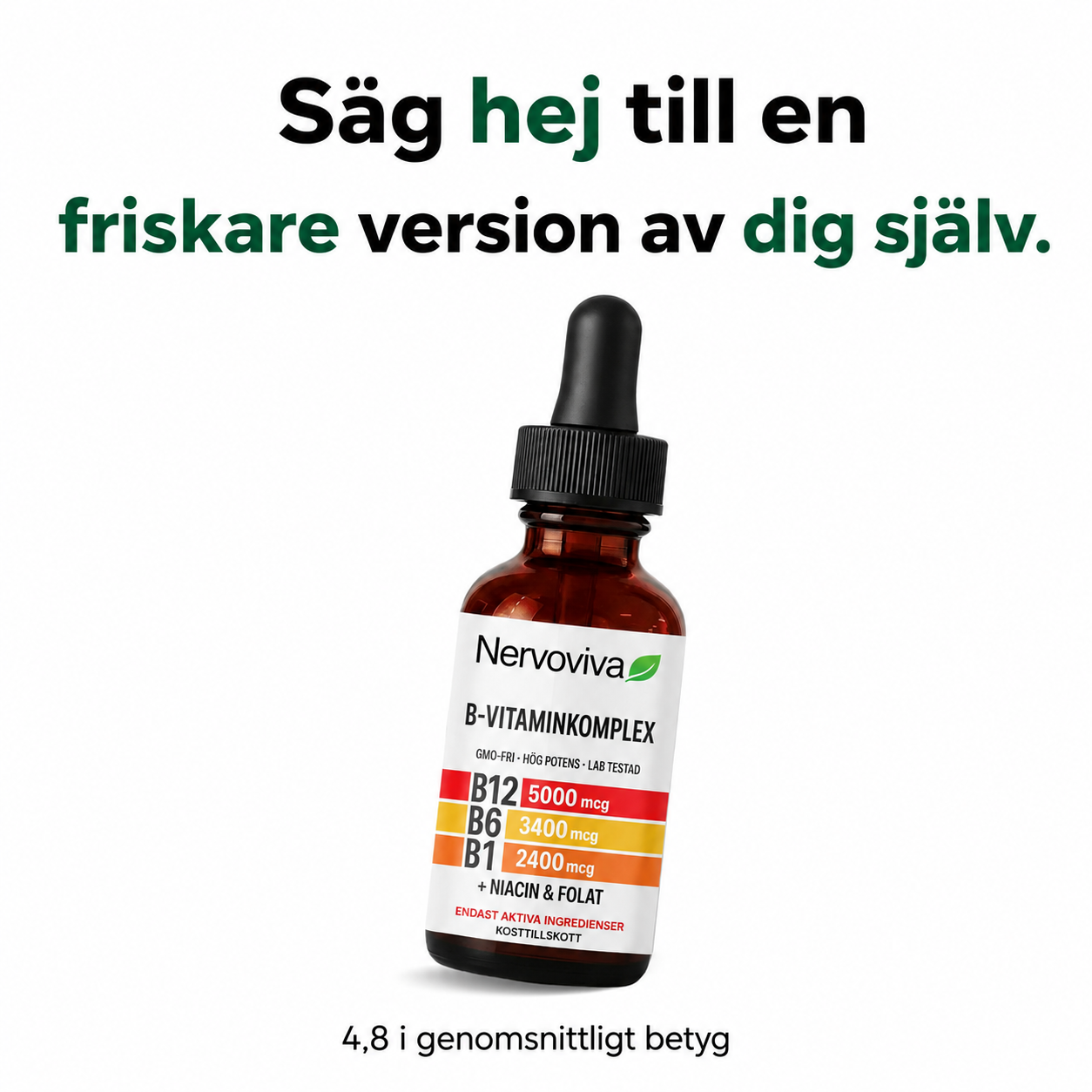 NervoViva™ | 5-i-1 Vitamin B-komplex i droppform – för nerver, energi & fokus
