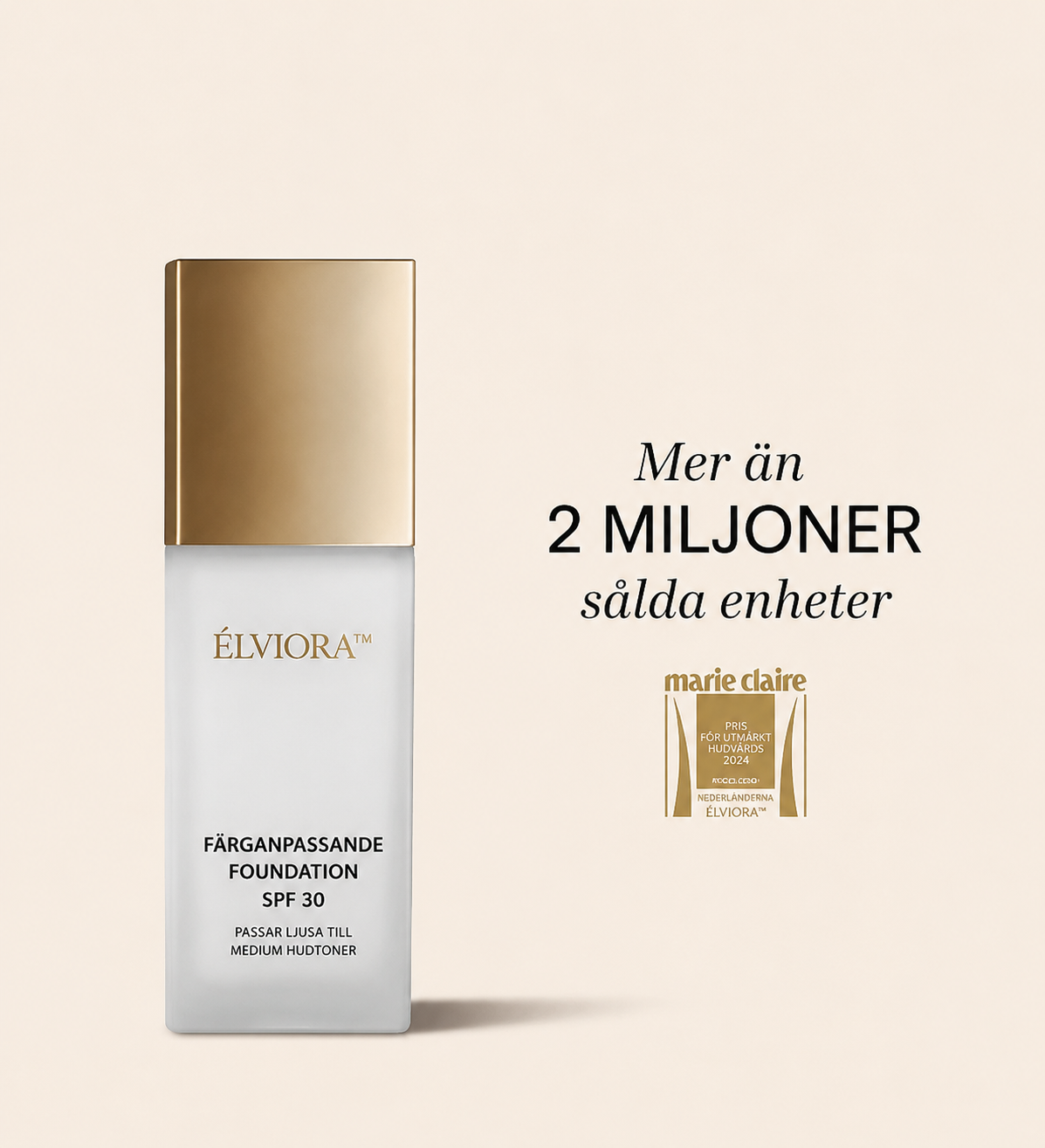 Élviora™ | Färganpassande Foundation Naturlig Lyster med SPF 30