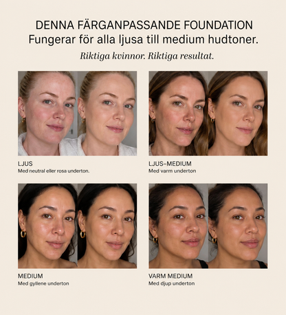 Élviora™ | Färganpassande Foundation Naturlig Lyster med SPF 30