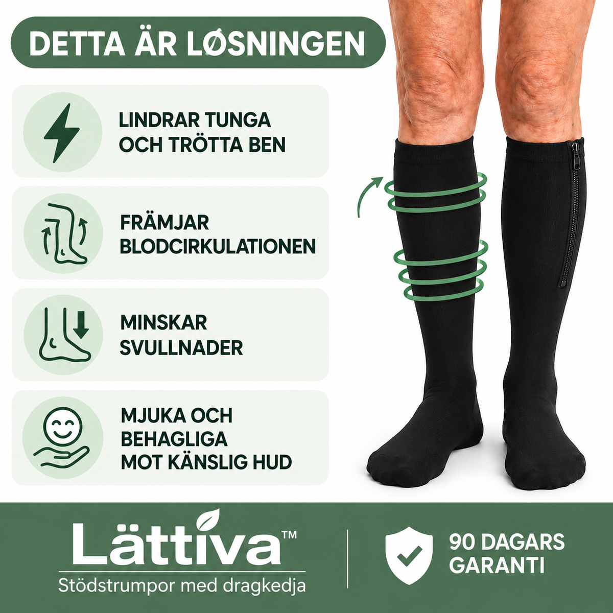 Lättiva™ | Stödstrumpor med dragkedja – på under en minut, helt själv