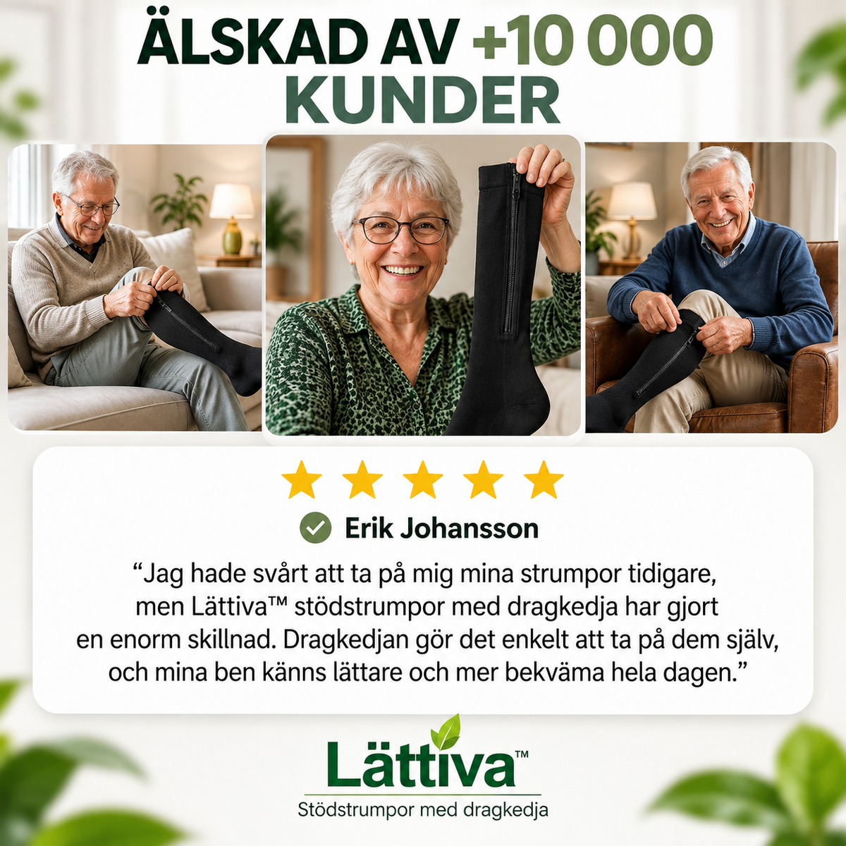 Lättiva™ | Stödstrumpor med dragkedja – på under en minut, helt själv
