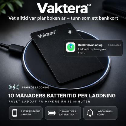 Vaktera™ | Vet alltid var plånboken är — tunn som ett bankkort