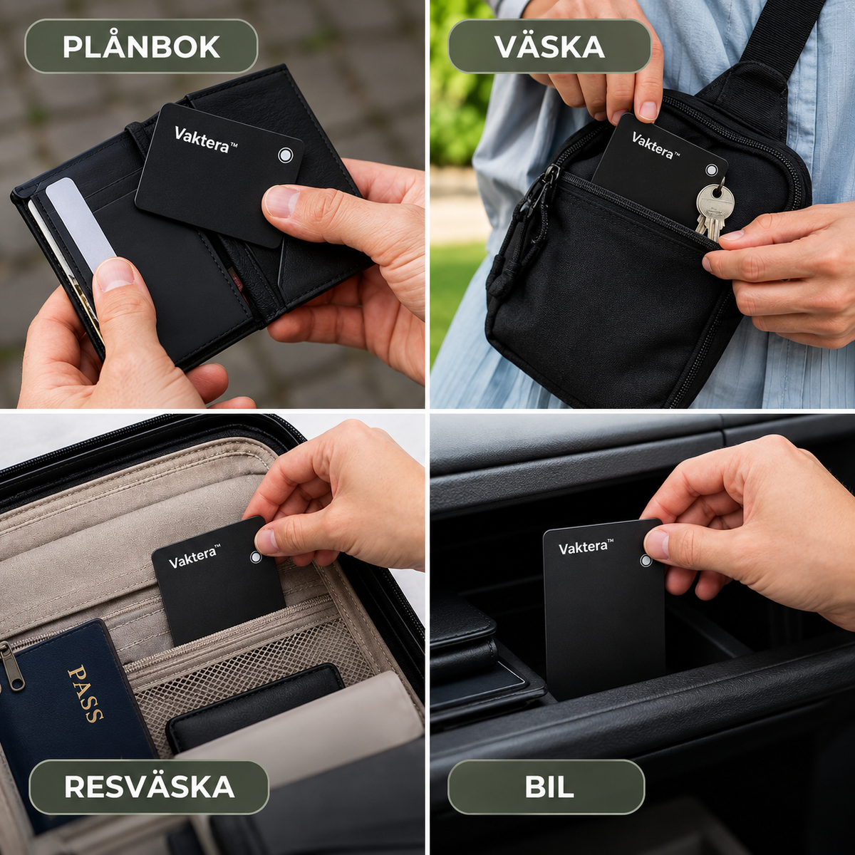 Vaktera™ | Vet alltid var plånboken är — tunn som ett bankkort