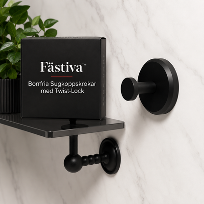 Fästiva™ | Borrfria Sugkoppskrokar med Twist-Lock