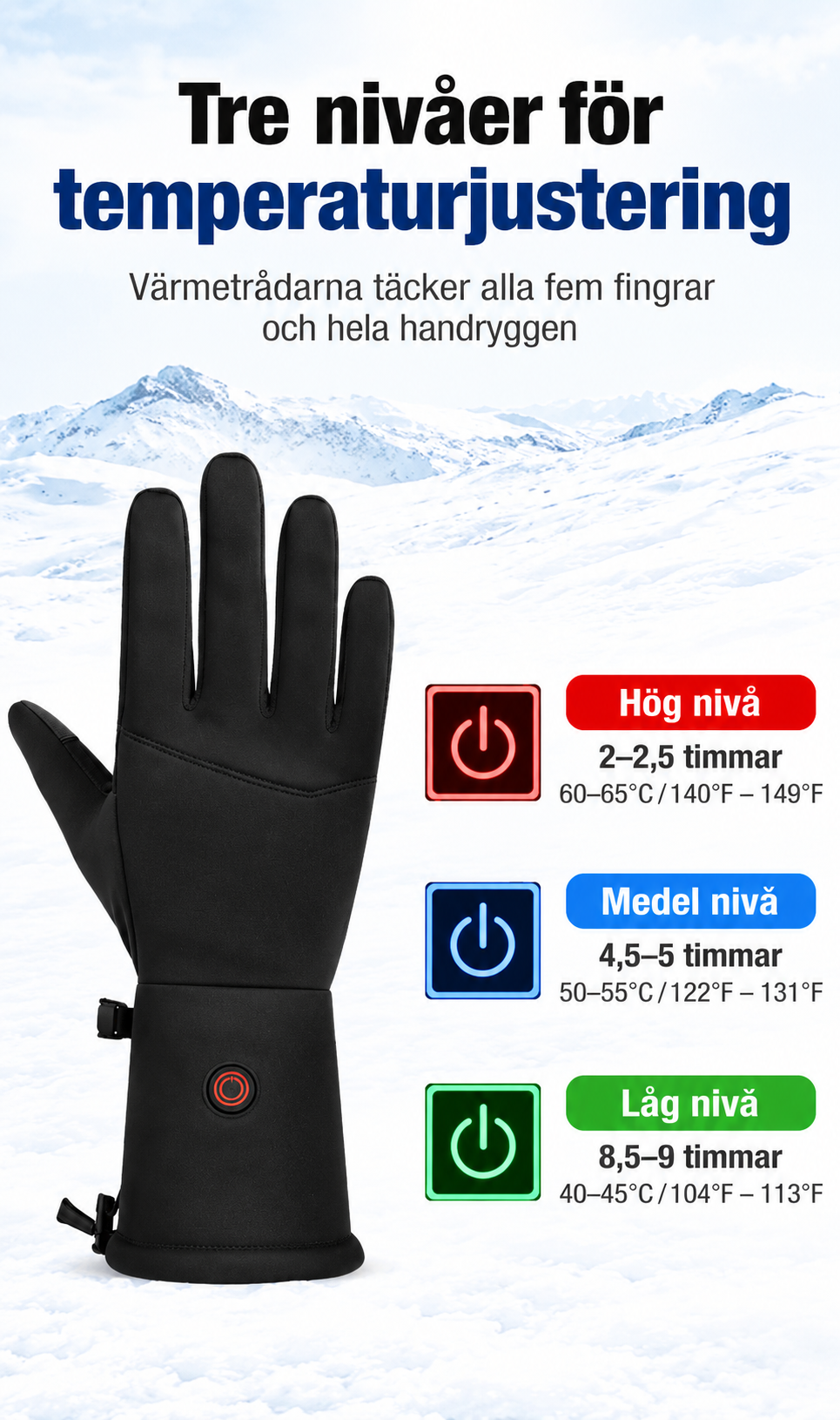 Ardora™ Värmehandskar – uppvärmda handskar med tre värmenivåer