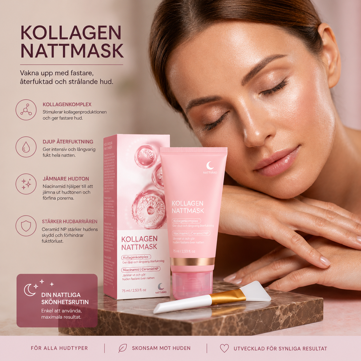 Collavie™ | Kollagen Nattmask – Fastare & Strålande Hud på 2 Veckor
