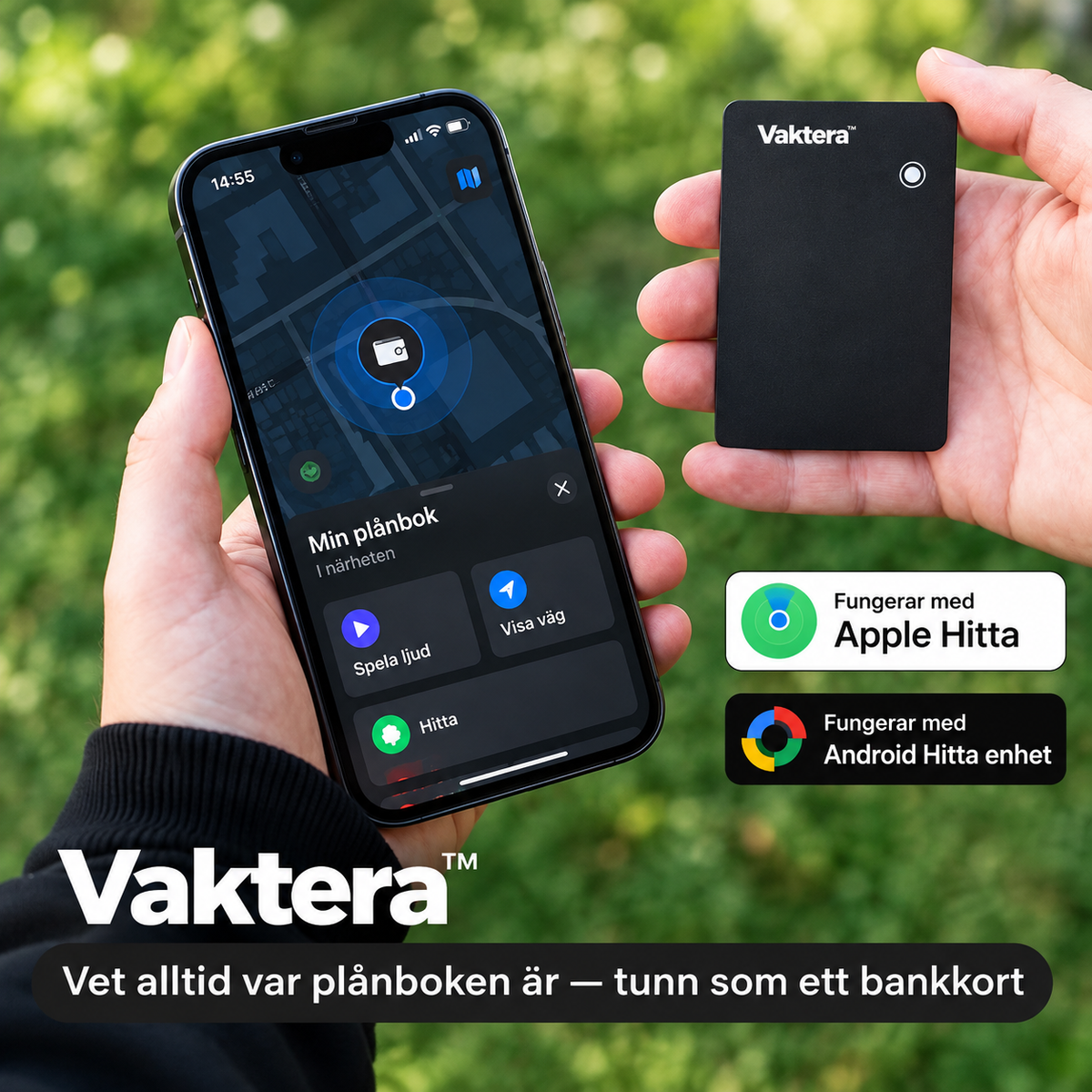 Vaktera™ | Vet alltid var plånboken är — tunn som ett bankkort
