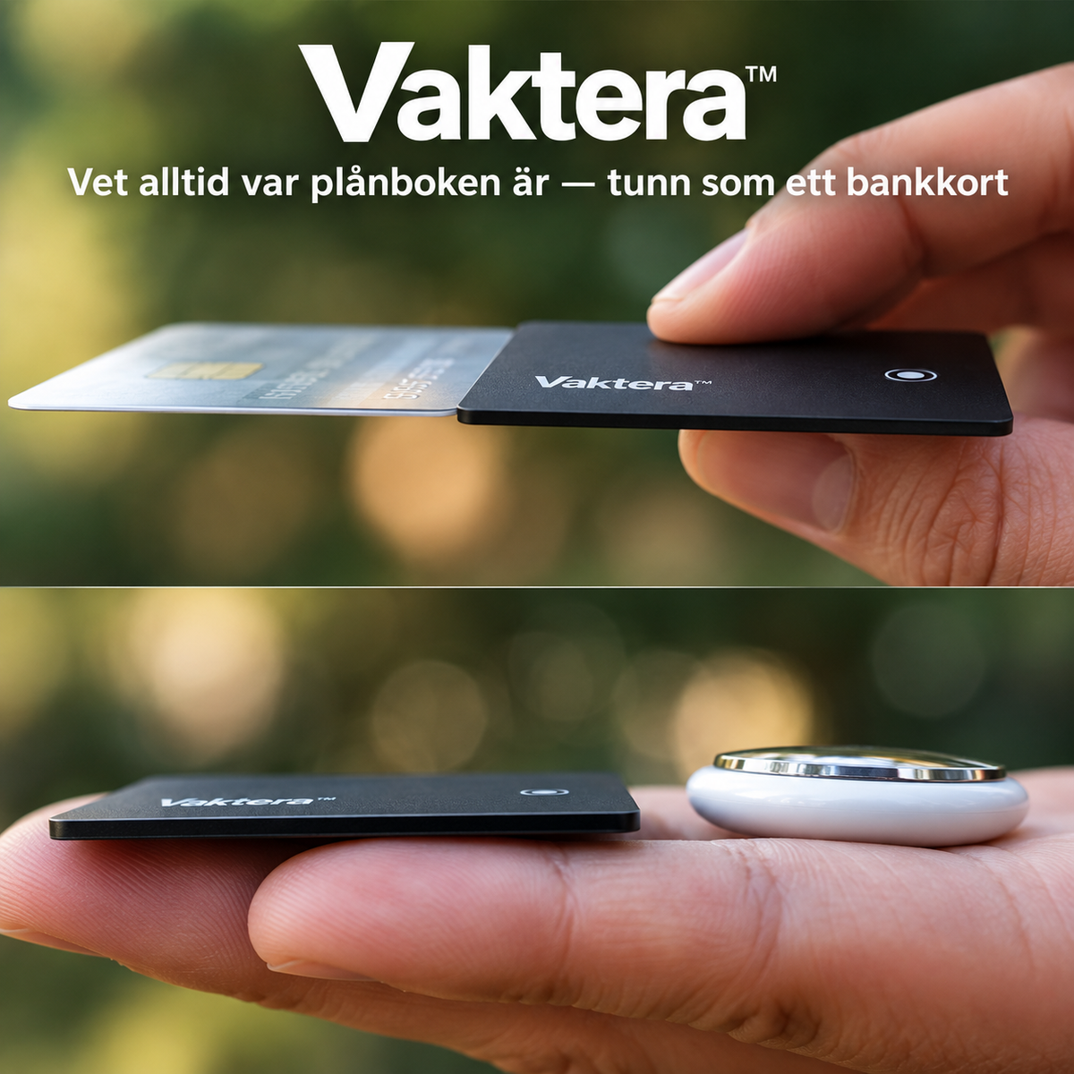 Vaktera™ | Vet alltid var plånboken är — tunn som ett bankkort