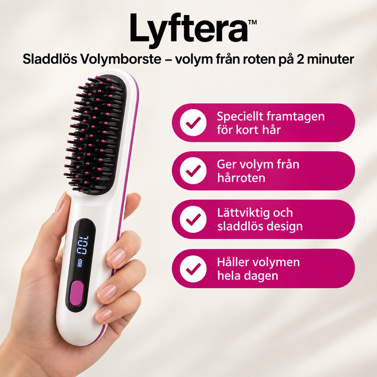 Lyftera™ | Sladdlös Volymborste – volym från roten på 2 minuter