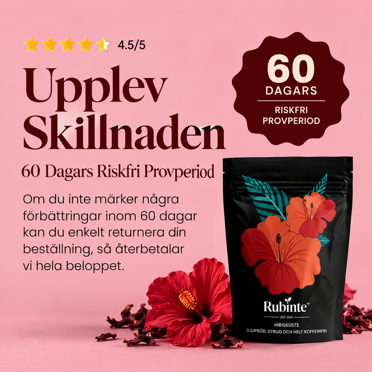 Rubinte™ | Hibiskuste – djupröd, syrlig och helt koffeinfri