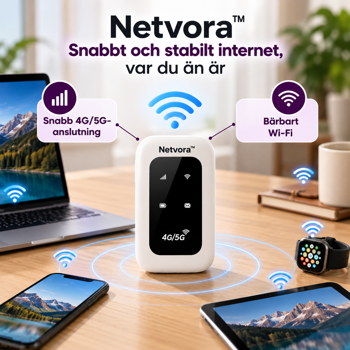 Netvora™ | Bärbar WiFi-router för Internet på Språng