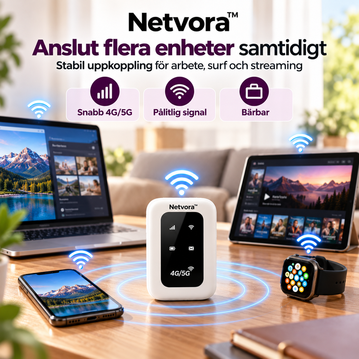 Netvora™ | Bärbar WiFi-router för Internet på Språng