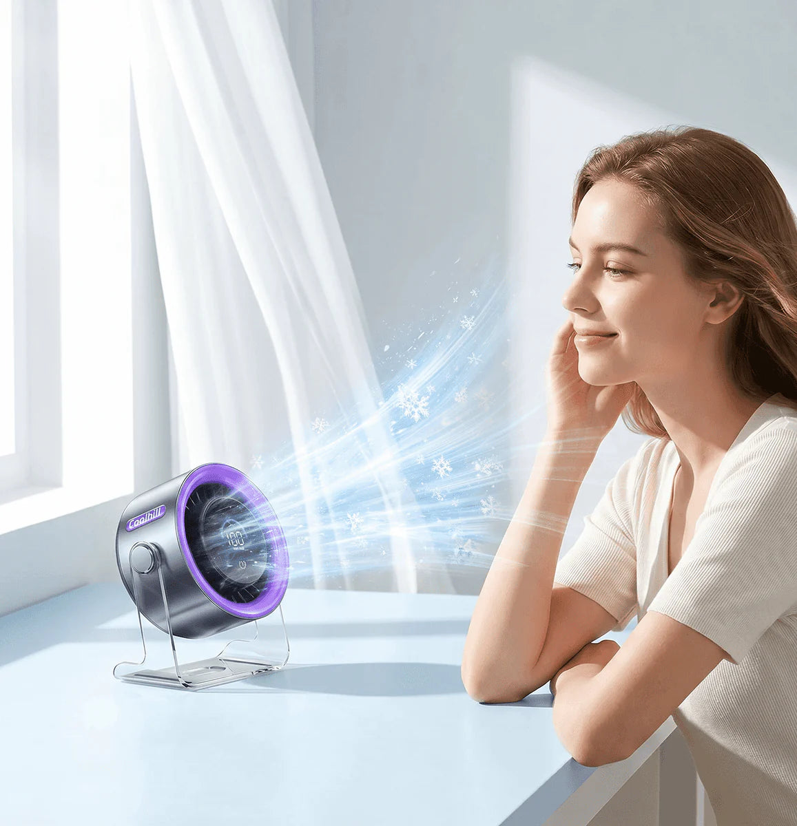ArcticBreeze™ | Elegant Portabel Luftkylare – Kraftfull Kylning, Tyst Drift & Modern LED-belysning