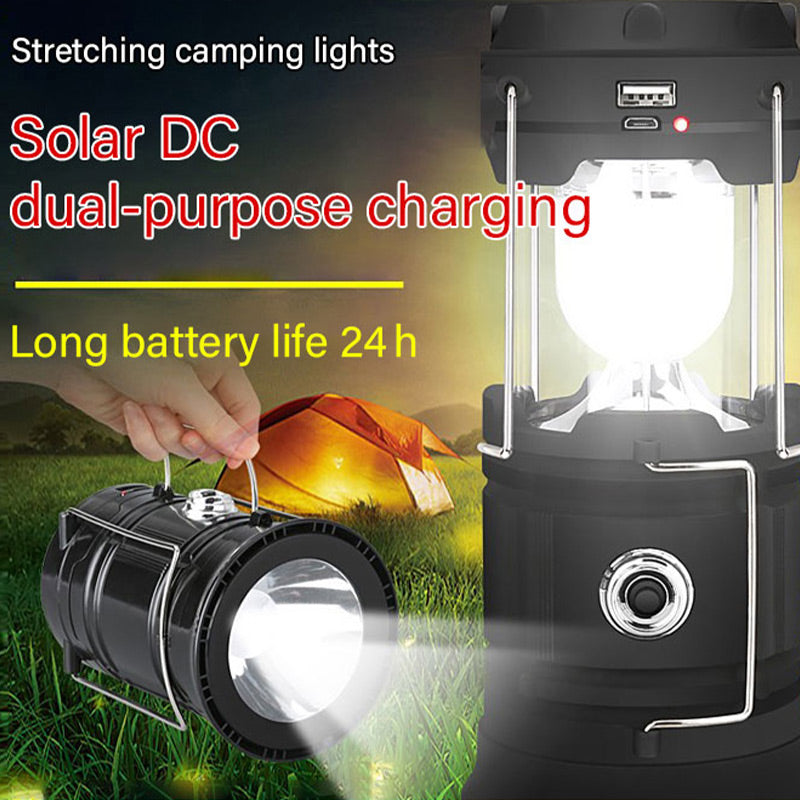 LumiCamp™ | Kraftfull solcellslykta med USB-laddning & powerbank