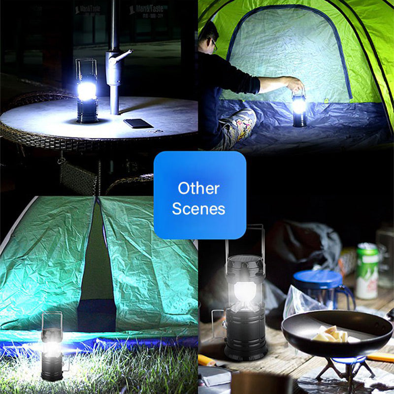 LumiCamp™ | Kraftfull solcellslykta med USB-laddning & powerbank